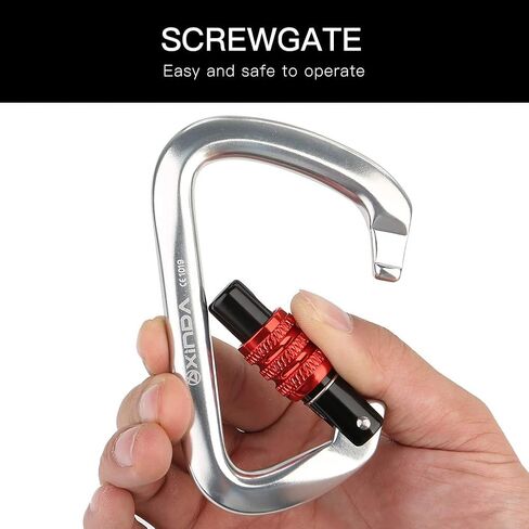 Screwgate Carabiner Clip - Locking Carabiner Screw Lock,Heavy Duty Carabiners for Rock Climbing,Mountaineer,Hammock,Camping,Outdoor Equipment in Saudi Arabia