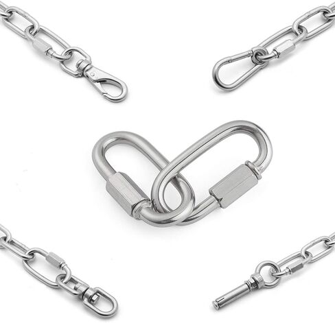 REZNOR Heavy Duty Oval Shape Stainless Steel Screw Link Snap Hook Carabiner/Hook Swing Connector Multipurpose, SnapHook for Weight-Lifting Mountain Swinging Climbing Gym Silver in Saudi Arabia
