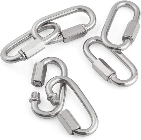 REZNOR Heavy Duty Oval Shape Stainless Steel Screw Link Snap Hook Carabiner/Hook Swing Connector Multipurpose, SnapHook for Weight-Lifting Mountain Swinging Climbing Gym Silver in Saudi Arabia