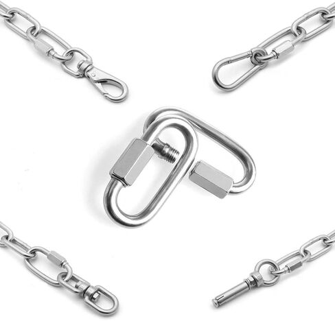 REZNOR Heavy Duty Oval Shape Stainless Steel Screw Link Snap Hook Carabiner/Hook Swing Connector Multipurpose, SnapHook for Weight-Lifting Mountain Swinging Climbing Gym Silver in Saudi Arabia