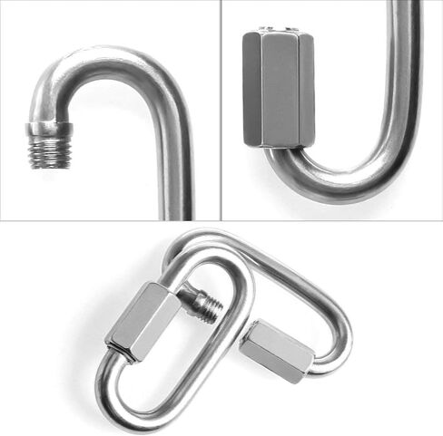 REZNOR Heavy Duty Oval Shape Stainless Steel Screw Link Snap Hook Carabiner/Hook Swing Connector Multipurpose, SnapHook for Weight-Lifting Mountain Swinging Climbing Gym Silver in Saudi Arabia
