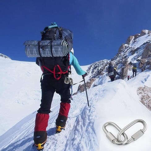 REZNOR Heavy Duty Oval Shape Stainless Steel Screw Link Snap Hook Carabiner/Hook Swing Connector Multipurpose, SnapHook for Weight-Lifting Mountain Swinging Climbing Gym Silver in Saudi Arabia