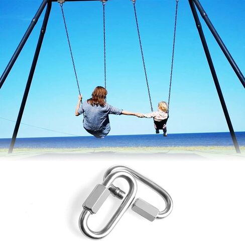 REZNOR Heavy Duty Oval Shape Stainless Steel Screw Link Snap Hook Carabiner/Hook Swing Connector Multipurpose, SnapHook for Weight-Lifting Mountain Swinging Climbing Gym Silver in Saudi Arabia
