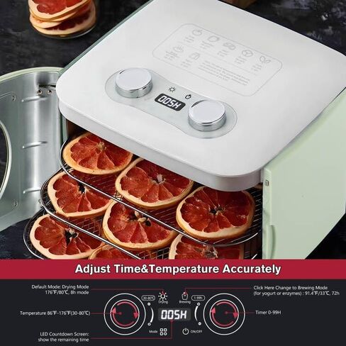 Food Dehydrator Machine with Recipe, 5 Stainless Steel Trays Dehydrators for Jerky, Pet Treats, Yogurt, Fruit, Vegetable, Herb, Digital Food Dryer Adjustable Time Temp(30-80℃) Control, 110V in Saudi Arabia