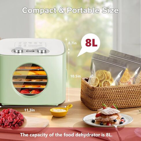 Food Dehydrator Machine with Recipe, 5 Stainless Steel Trays Dehydrators for Jerky, Pet Treats, Yogurt, Fruit, Vegetable, Herb, Digital Food Dryer Adjustable Time Temp(30-80℃) Control, 110V in Saudi Arabia