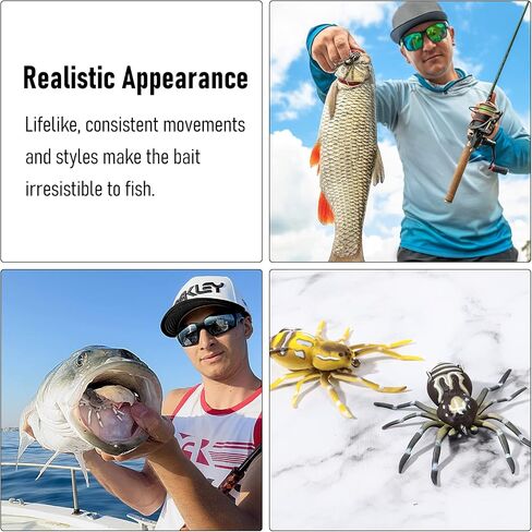 Sumind 4 Pieces Spider Lures Fishing Bass Spider Lure Freshwater Fishing Spider Lures for Fishing Bass 1.9 Inch Length Weigh 0.2 oz(Multi Color) in Saudi Arabia