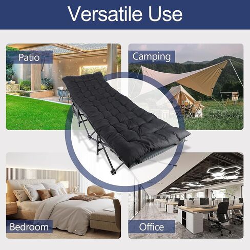 YSSOA Adults, Foldable Outdoor with Portable Bag, Bed Lightweight Sleeping Cots for Camping, Easy to Set up, L-Shaped+Comforter, Black in Saudi Arabia