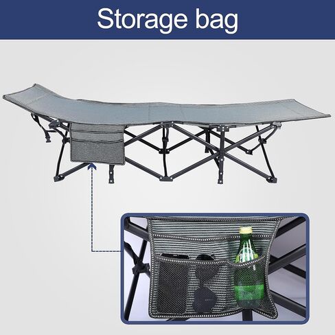 YSSOA Adults, Foldable Outdoor with Portable Bag, Bed Lightweight Sleeping Cots for Camping, Easy to Set up, L-Shaped+Comforter, Black in Saudi Arabia