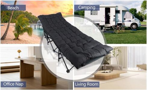 YSSOA Adults, Foldable Outdoor with Portable Bag, Bed Lightweight Sleeping Cots for Camping, Easy to Set up, L-Shaped+Comforter, Black in Saudi Arabia