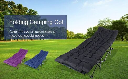 YSSOA Adults, Foldable Outdoor with Portable Bag, Bed Lightweight Sleeping Cots for Camping, Easy to Set up, L-Shaped+Comforter, Black in Saudi Arabia