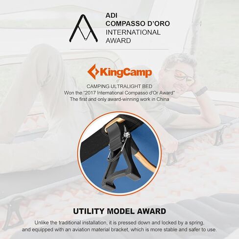 سرير تخييم KingCamp، سرير أطفال صغير الحجم قابل للطي وخفيف الوزن للسفر في الهواء الطلق، سرير للنوم للبالغين المشي لمسافات طويلة وتسلق الجبال مع وسادة وحقيبة تخزين، سرير للاسترخاء أزرق/أسود in Saudi Arabia