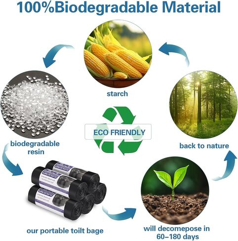 100 Portable Toilet Bags, Camping Toilet Bags, 8 Gallon Thick Compostable Toilet Bags, For Bucket Toilet Biodegradable Toilet Bags, Biodegradable Waste Bags for Outdoor Boating Trips Camping in Saudi Arabia