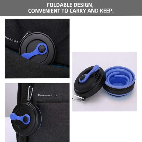 Collapsible Travel Cup - 1 Pack Silicone Folding Camping Cup Sport Bottle with Lids - Expandable Scald-Proof Drinking Cup - 19 OZ Portable Bottle(Blue) in Saudi Arabia
