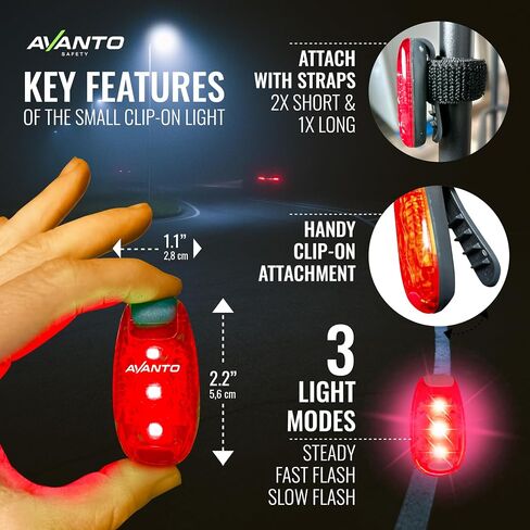 مصباح صدر وأضواء LED من AVANTO (قطعتان)، مجموعة مصابيح مشي للكلاب، أمان ليلي للمشي، الكلاب، الدراجة، عربة الأطفال، الجري، معدات عاكسة للعدائين، مشبك ضوء للكلاب وأمان الدراجة in Kuwait
