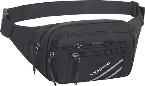 Fanny Pack for Men Women Bum Bag with Large Capacity Waterproof Crossbody Bag with Adjustable Strap Belt Bag Waist Pack for Running Travel Hiking Cycling (Black) in Saudi Arabia