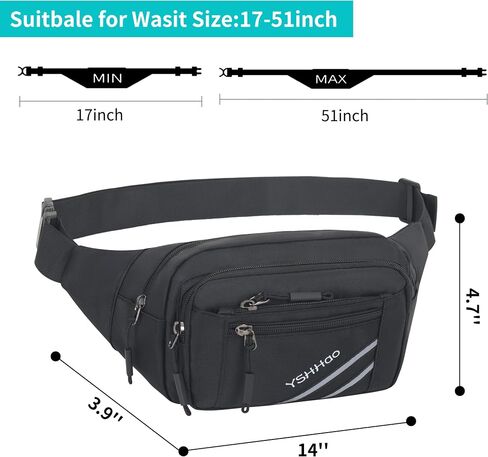 Fanny Pack for Men Women Bum Bag with Large Capacity Waterproof Crossbody Bag with Adjustable Strap Belt Bag Waist Pack for Running Travel Hiking Cycling (Black) in Saudi Arabia