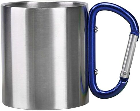 MiOYOOW Stainless Steel Carabiner Mug, 10Oz Double Walled Camping Mug Metal Cup with Carabiner Handle for Outdoor Camping Travel Mountaineering(300ML) in Kuwait