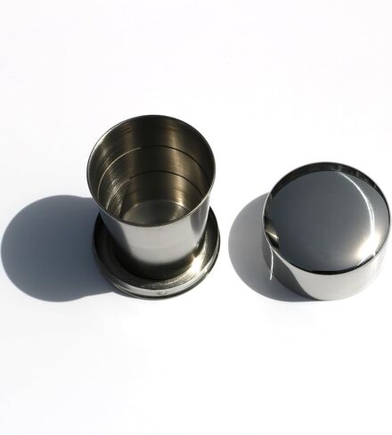 Mirror Polished 5oz Collapsible Cup Without Keychain 304 Stainless Steel 150ml Foldable Cup For Camping, Picnic, Fishing, Outdoor & Travel in Saudi Arabia