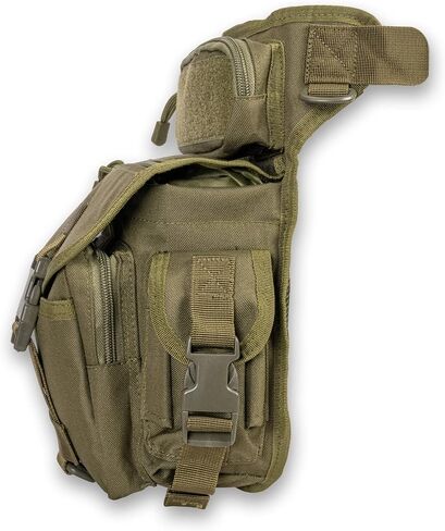 Voyager Leg Bag Strong Weather Proof Cardura Outer Shell | For Hunting or Hiking | Adjustable Waist & Drop Leg Strap | Flat Dark Earth in Kuwait