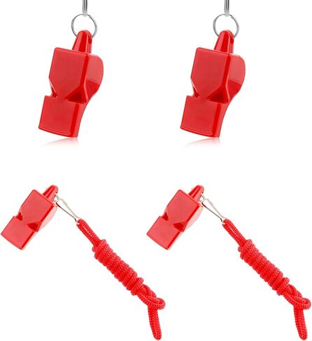 Red Emergency Whistles with Lanyard, 4 PCS Lifeguard Whistle with Lanyard Plastic Whistles Boat Whistle Loud Crisp Sound, Essentials for Lifeguard, Referees and Officials (Red) in Saudi Arabia