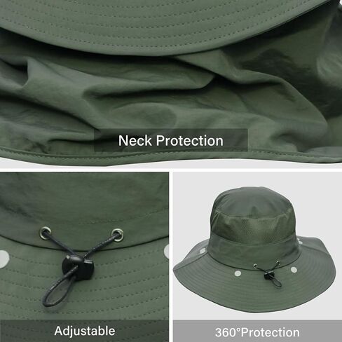 Sun Hat Fishing Hat for Men & Women, UV Sun Protection Wide Brim Hat with Face Cover Neck Flap Summer Hats for Men in Kuwait