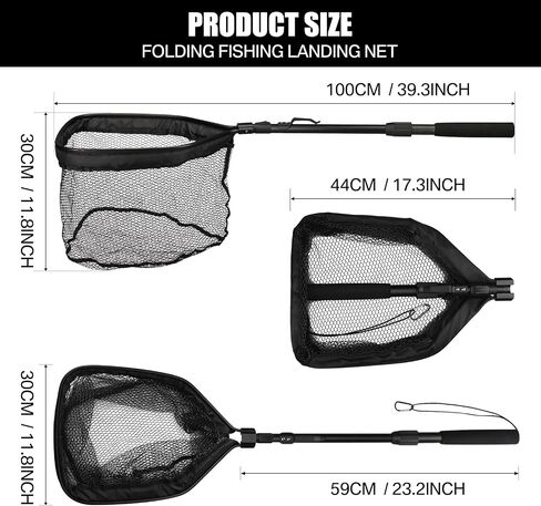 Floating Fishing Net for Steelhead, Salmon, Fly, Kayak, Bass, Trout, Rubber Coated Freshwater Fish Landing Net with Telescoping Pole Aluminum Handle, Fish-friendly Mesh for Easy Catch & Release in Saudi Arabia
