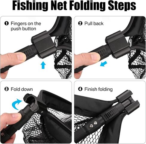 Floating Fishing Net for Steelhead, Salmon, Fly, Kayak, Bass, Trout, Rubber Coated Freshwater Fish Landing Net with Telescoping Pole Aluminum Handle, Fish-friendly Mesh for Easy Catch & Release in Saudi Arabia