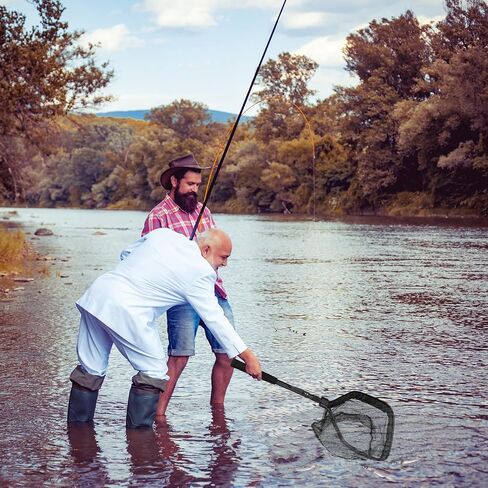 Floating Fishing Net for Steelhead, Salmon, Fly, Kayak, Bass, Trout, Rubber Coated Freshwater Fish Landing Net with Telescoping Pole Aluminum Handle, Fish-friendly Mesh for Easy Catch & Release in Saudi Arabia