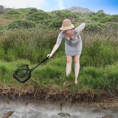 Floating Fishing Net for Steelhead, Salmon, Fly, Kayak, Bass, Trout, Rubber Coated Freshwater Fish Landing Net with Telescoping Pole Aluminum Handle, Fish-friendly Mesh for Easy Catch & Release in Saudi Arabia