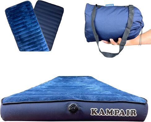 3-Layer Inflatable Single Air Mattress for Camping, Travel, Indoor, Outdoor - Ultra Thick 4.75 Inch, Machine Washable, Built-in Zipper Convertible to Queen Size, Lightweight 3.6 Pound, Green in Saudi Arabia
