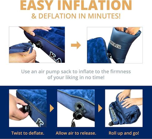 3-Layer Inflatable Single Air Mattress for Camping, Travel, Indoor, Outdoor - Ultra Thick 4.75 Inch, Machine Washable, Built-in Zipper Convertible to Queen Size, Lightweight 3.6 Pound, Green in Saudi Arabia