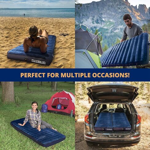 3-Layer Inflatable Single Air Mattress for Camping, Travel, Indoor, Outdoor - Ultra Thick 4.75 Inch, Machine Washable, Built-in Zipper Convertible to Queen Size, Lightweight 3.6 Pound, Green in Saudi Arabia