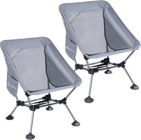 HOMFUL 2 Pack Widened Camping Chair Ultra Light Portable Folding Backpacking Chair with Side Pockets Breathable Mesh Structure Aluminum Frame with Carrying Bag for Outdoors,Camping,Hiking,Beach,Picnic in Saudi Arabia
