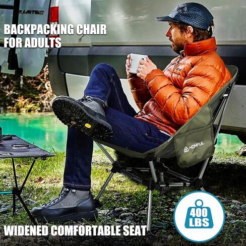 HOMFUL 2 Pack Widened Camping Chair Ultra Light Portable Folding Backpacking Chair with Side Pockets Breathable Mesh Structure Aluminum Frame with Carrying Bag for Outdoors,Camping,Hiking,Beach,Picnic in Saudi Arabia