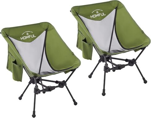 HOMFUL 2 Pack Widened Camping Chair Ultra Light Portable Folding Backpacking Chair with Side Pockets Breathable Mesh Structure Aluminum Frame with Carrying Bag for Outdoors,Camping,Hiking,Beach,Picnic in Saudi Arabia