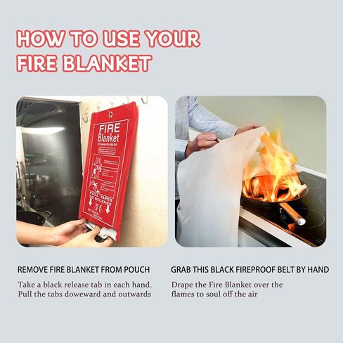 2 Packs 47" x 47" Fiberglass Emergency Fire Blanket for Home and Kitchen Camping Welding BBQ Picnic Fireproof Blanket in Saudi Arabia