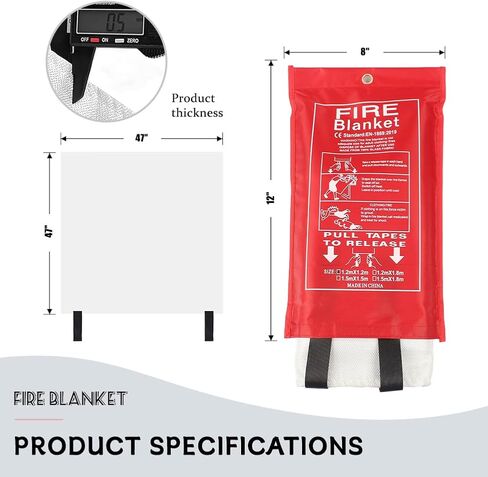 2 Packs 47" x 47" Fiberglass Emergency Fire Blanket for Home and Kitchen Camping Welding BBQ Picnic Fireproof Blanket in Saudi Arabia