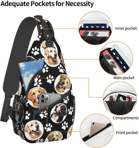 Dog Paw Sling Bag for Women Men Chicken Crossbody Bags Sunflower Chest Bag Gothic Skull Daypack Shoulder Bag Backpack in Saudi Arabia