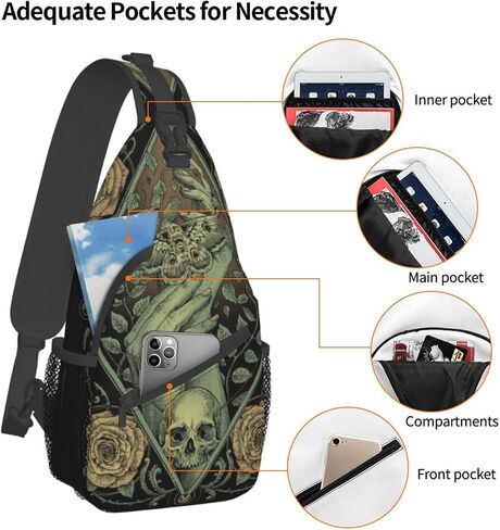 Dog Paw Sling Bag for Women Men Chicken Crossbody Bags Sunflower Chest Bag Gothic Skull Daypack Shoulder Bag Backpack in Saudi Arabia