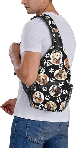 Dog Paw Sling Bag for Women Men Chicken Crossbody Bags Sunflower Chest Bag Gothic Skull Daypack Shoulder Bag Backpack in Saudi Arabia