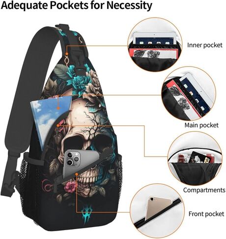 Dog Paw Sling Bag for Women Men Chicken Crossbody Bags Sunflower Chest Bag Gothic Skull Daypack Shoulder Bag Backpack in Saudi Arabia