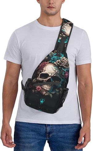 Dog Paw Sling Bag for Women Men Chicken Crossbody Bags Sunflower Chest Bag Gothic Skull Daypack Shoulder Bag Backpack in Saudi Arabia