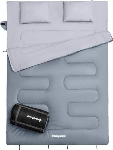 KingCamp 87 x 59 Inch 2 Person 20 Degree Lightweight Waterproof Couple Family Sleeping Bag with 2 Pillows for Camping, Hiking, & Backpacking in Saudi Arabia