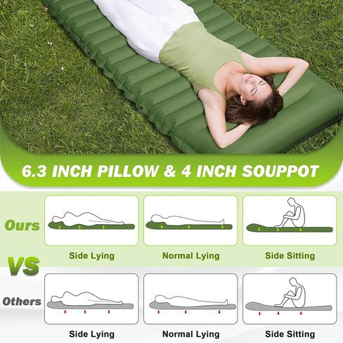 OUTSKIRT 4" Thickness Sleeping Pad with Built-in Foot Pump, Lightweight & Ultra-Comfort Camping Pads - Perfect for Camping, Hiking, Backpacking & Outdoor Adventures, Blue in Saudi Arabia