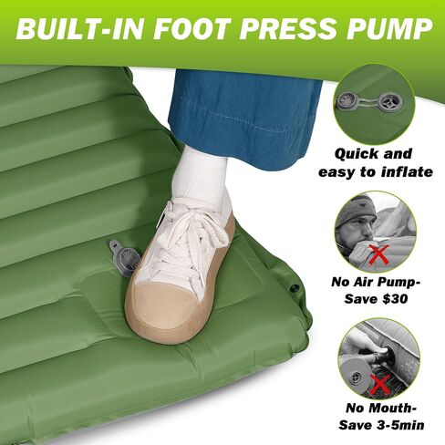 OUTSKIRT 4" Thickness Sleeping Pad with Built-in Foot Pump, Lightweight & Ultra-Comfort Camping Pads - Perfect for Camping, Hiking, Backpacking & Outdoor Adventures, Blue in Saudi Arabia