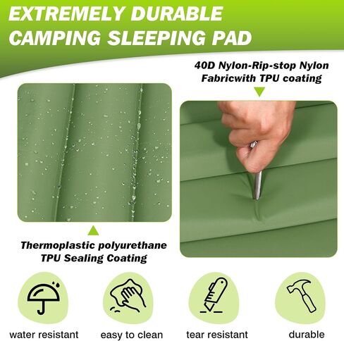 OUTSKIRT 4" Thickness Sleeping Pad with Built-in Foot Pump, Lightweight & Ultra-Comfort Camping Pads - Perfect for Camping, Hiking, Backpacking & Outdoor Adventures, Blue in Saudi Arabia