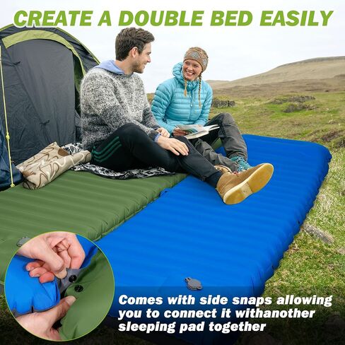 OUTSKIRT 4" Thickness Sleeping Pad with Built-in Foot Pump, Lightweight & Ultra-Comfort Camping Pads - Perfect for Camping, Hiking, Backpacking & Outdoor Adventures, Blue in Saudi Arabia
