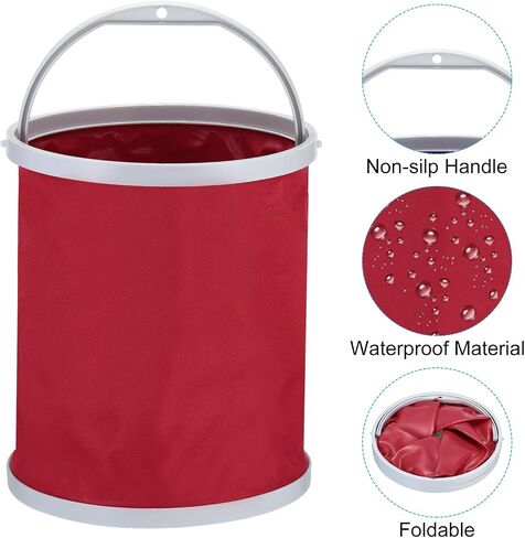 PATIKIL Collapsible Bucket, Folding Bucket Portable Foldable Water Container with Handle for Camping Fishing in Saudi Arabia