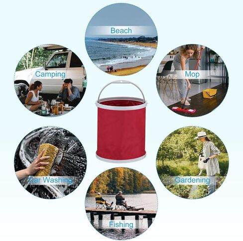 PATIKIL Collapsible Bucket, Folding Bucket Portable Foldable Water Container with Handle for Camping Fishing in Saudi Arabia