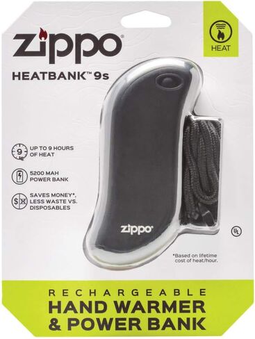 جهاز تدفئة اليد Zippo Black HeatBank 9s Rechargeale، باللون الأسود لمدة 9 ساعات، مقاس واحد (40512) in Saudi Arabia
